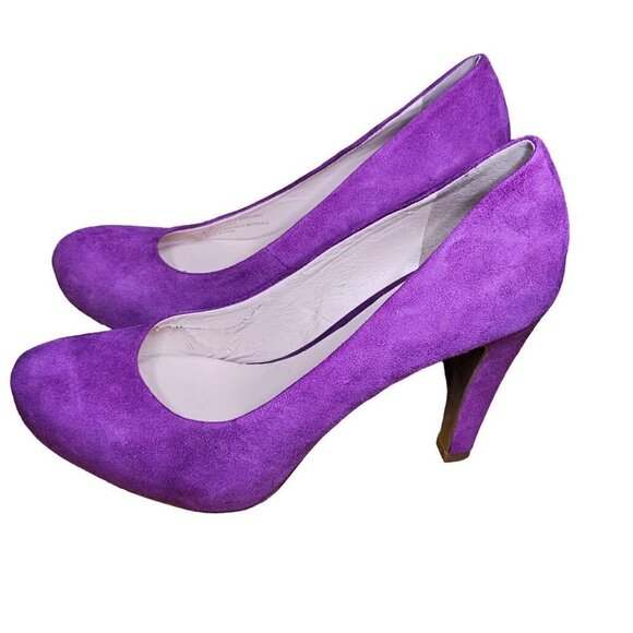 Franco Sarto Womens Pumps size 10 Purple Suede Round Toe Party Going Out - Picture 4 of 6